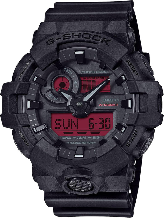 HOTCasio G-Shock Black Resin Red Analog-Digital Watch GA-700BBR-1A
