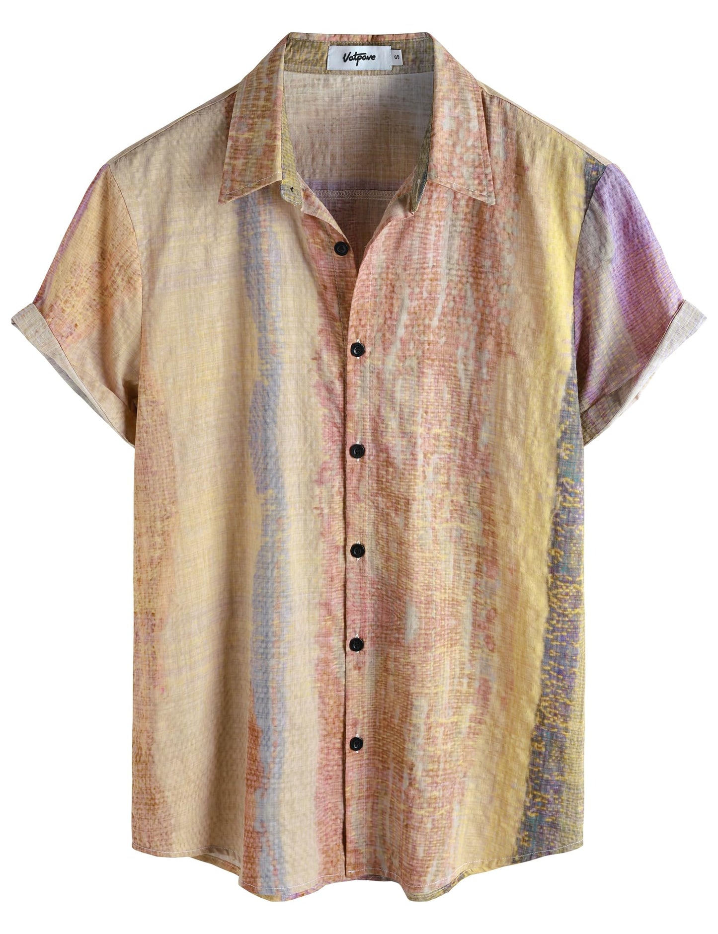 HOTVATPAVE Mens Casual Short Sleeve Button Down Shirts Regular Fit Hawaiian Summer Shirt