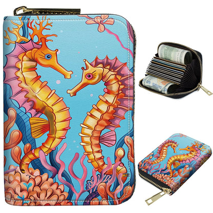 HOTCute Credit Card Holder with Zipper, Crow Skull RFID-Blocking Card Case Small Wallet for Women Men, Multi-slot Card Organizer Case Travel Accordion Wallet
