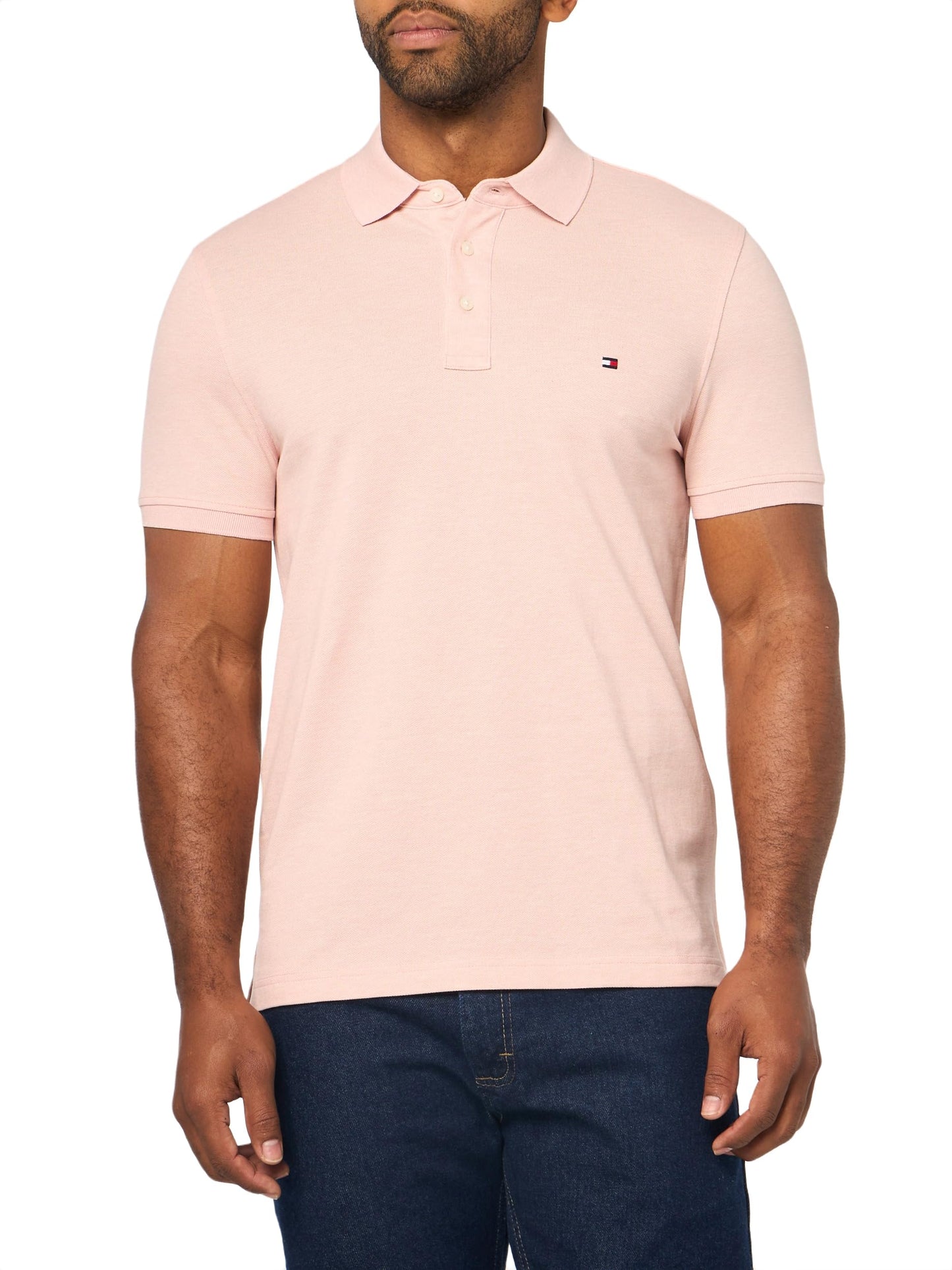 HOTTommy Hilfiger Men's Short Sleeve Polo Shirts in Slim Fit with Stretch and Organic Pique Cotton
