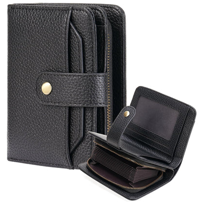 HOTGAEKEAO Leather Credit Card Holder Wallet for Women RFID Blocking Large Capacity Bifold Zipper Card Case Organizer with Wristlet 32 Slots