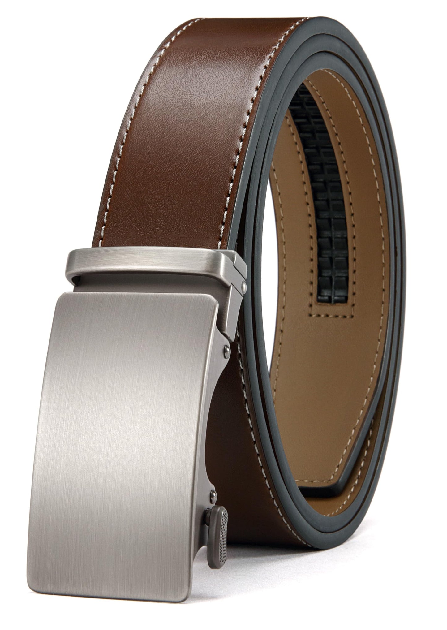 HOTCHAOREN Mens Belt - Mens Ratchet Belt Leather 1 3/8" for Dress Pant - Micro Adjustable Belt Fit Everywhere