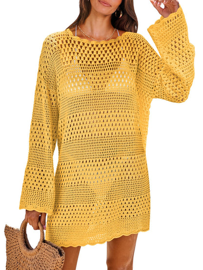 HOTANRABESS Women Swimsuit Crochet Swim Cover Up 2026 Summer Bathing Suit Swimwear Mesh Knit Beach Dress Vacation Outfits