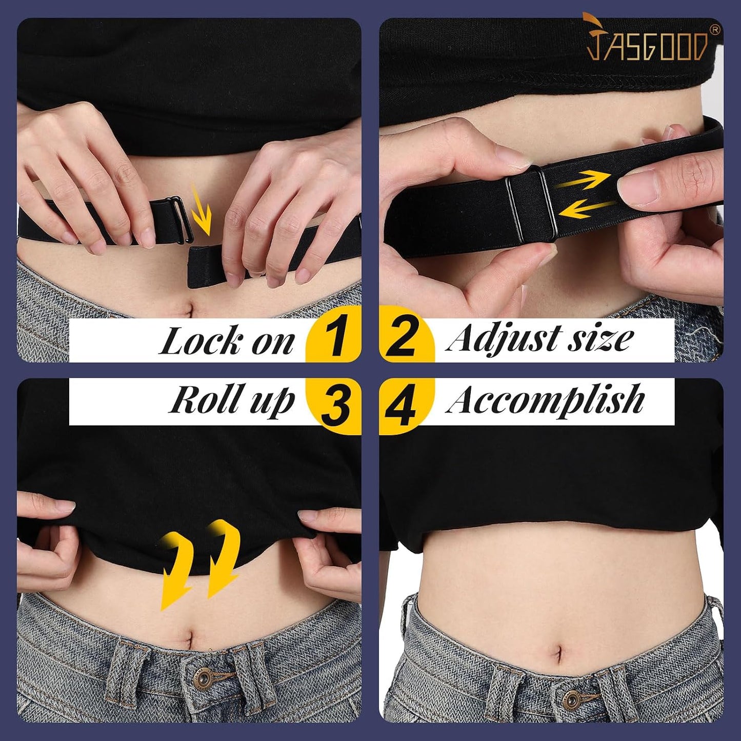 HOTJASGOOD Crop Top Tuck Waist Band Adjustable Band Tucking Sweaters Shirts Elastic Stretch Belts for Women Change Style of Tops