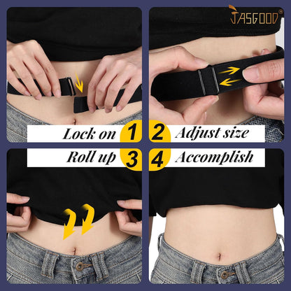 HOTJASGOOD Crop Top Tuck Waist Band Adjustable Band Tucking Sweaters Shirts Elastic Stretch Belts for Women Change Style of Tops