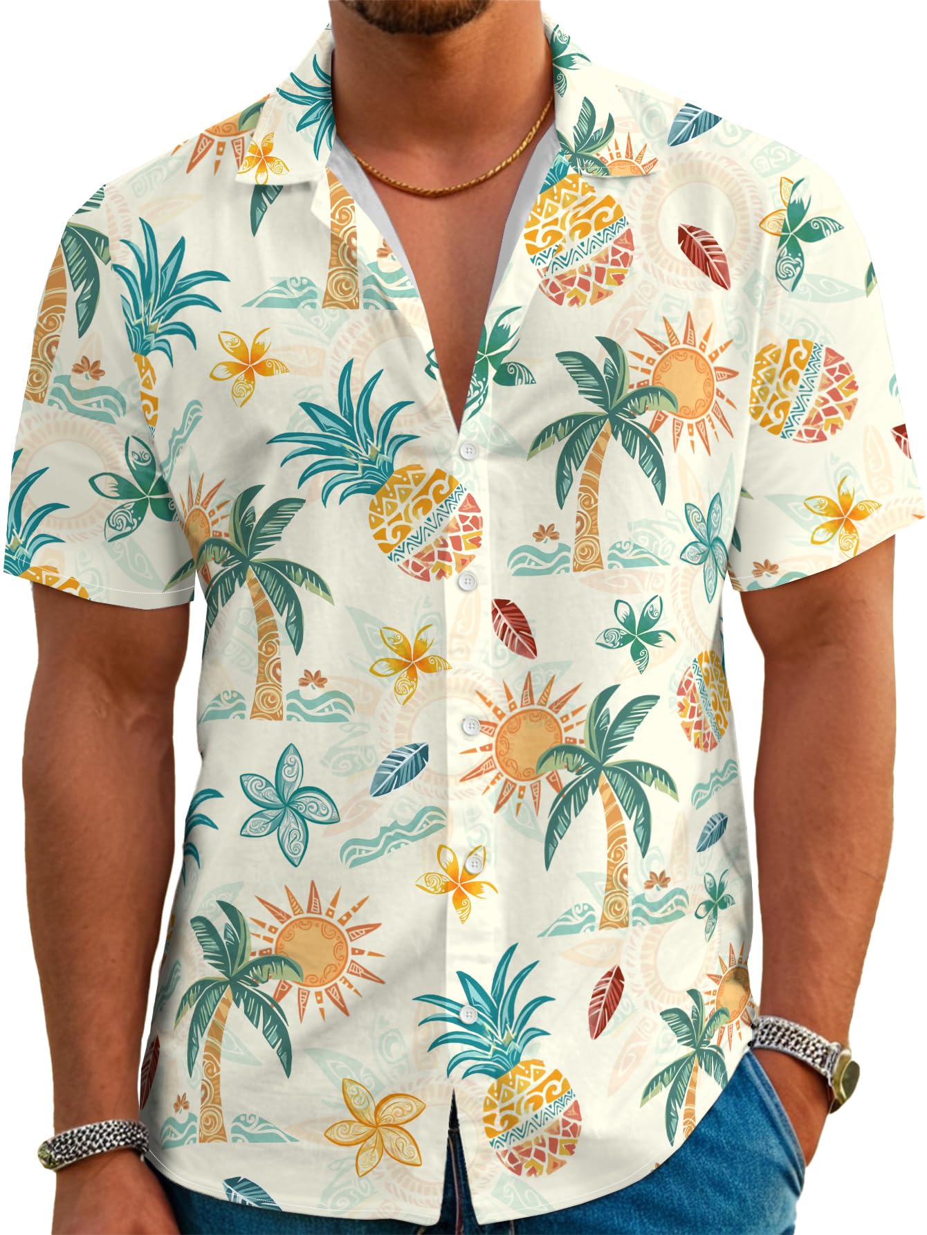 HOTDFZ Funny Hawaiian Shirts for Men Summer Beach Short Sleeve Button Down Shirt Theme Party Shirt