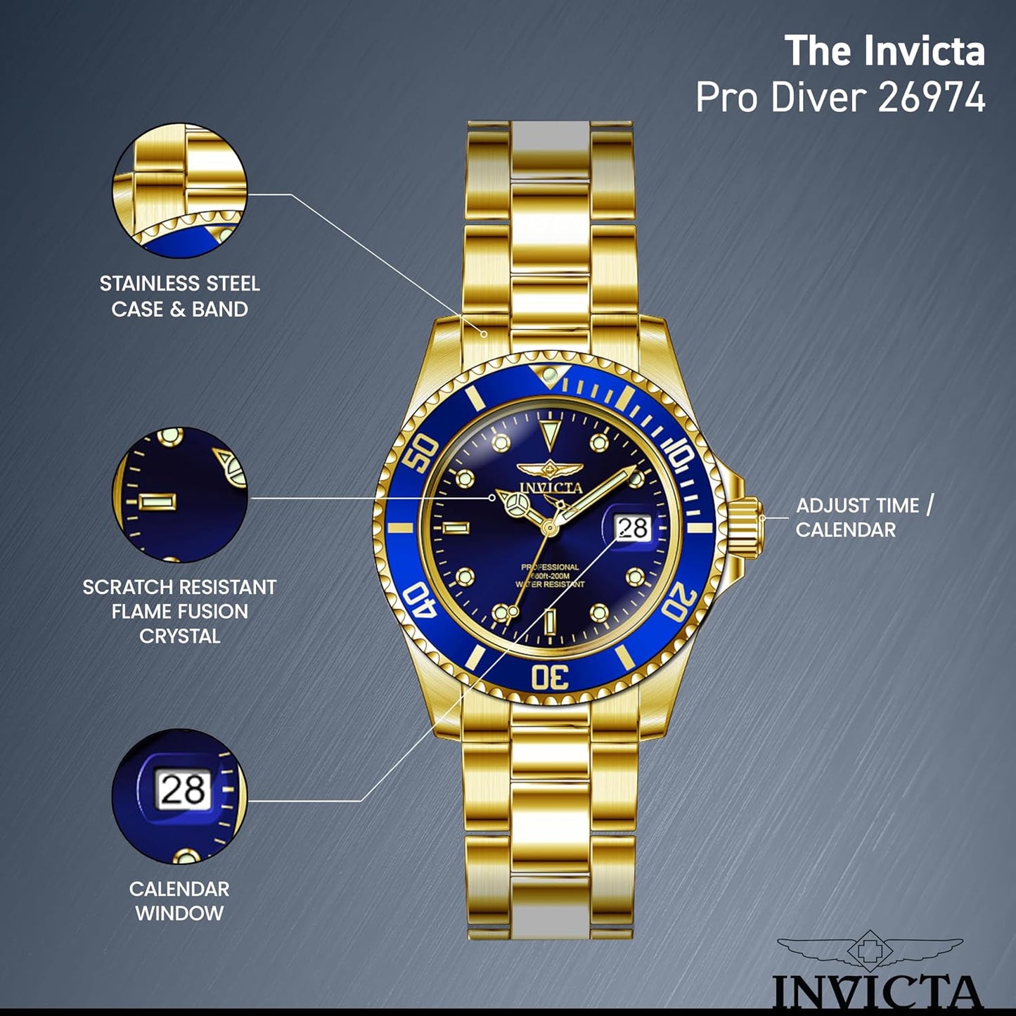 HOTInvicta Men's Pro Diver Quartz Watch with Stainless Steel Strap