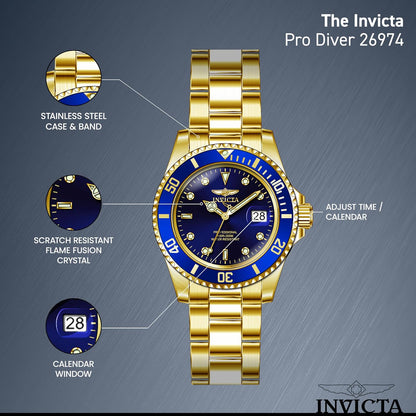 HOTInvicta Men's Pro Diver Quartz Watch with Stainless Steel Strap