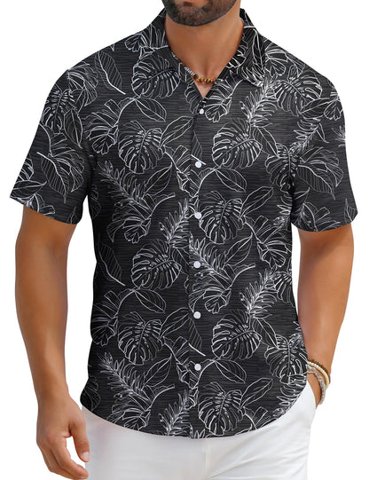 HOTELETOP Men's Hawaiian Shirt Summer Stretch Short Sleeve Tropical Beach Button Down Casual Shirt