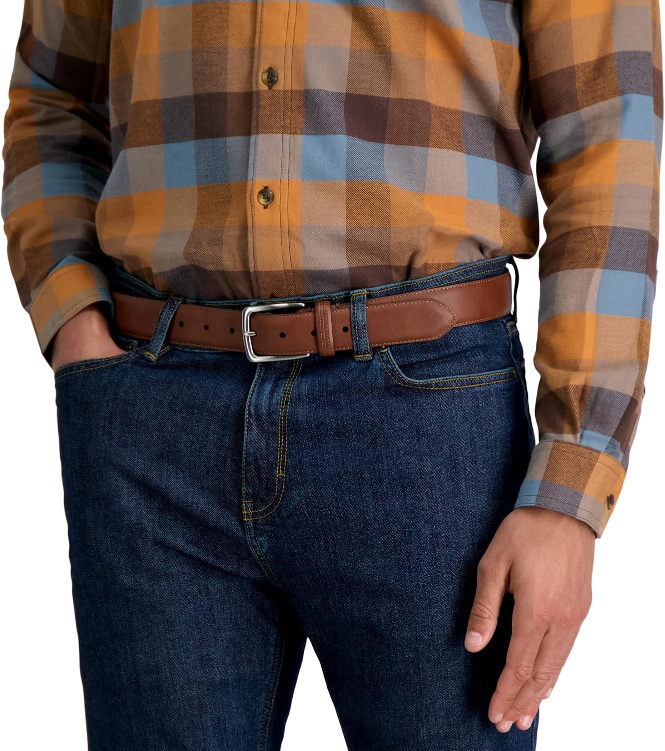 HOTColumbia Men's Casual Everyday Leather Belt – Jeans, Chinos and Daily Wear