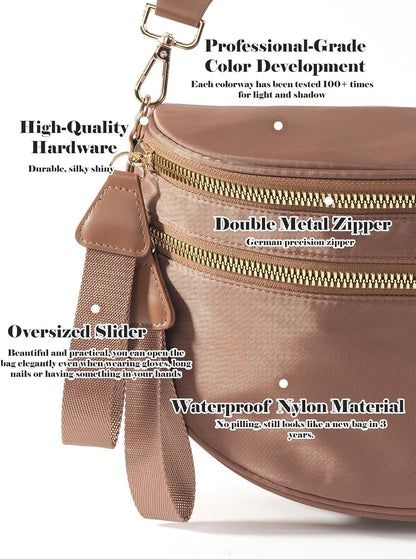 HOTPure Colour Crossbody Bag Bum Bag for Women,Spacious Purse Fanny Packs Belt Bag,Oversized Bum Bag (Colour Bum Bag-Coffee)