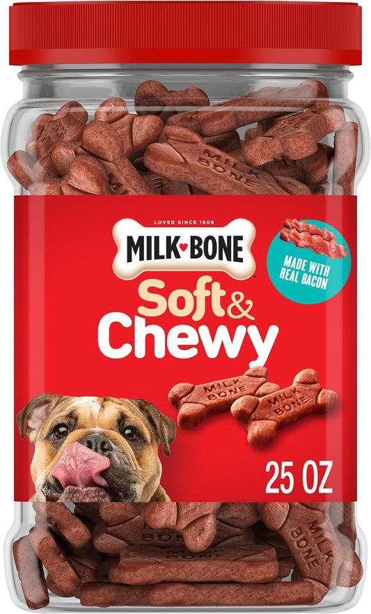 HOTMilk-Bone Soft & Chewy Dog Treats, Made with Real Bacon, 25 Ounce Canister