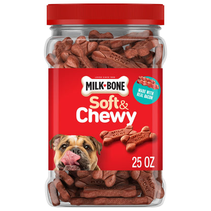 HOTMilk-Bone Soft & Chewy Dog Treats, Made with Real Bacon, 25 Ounce Canister