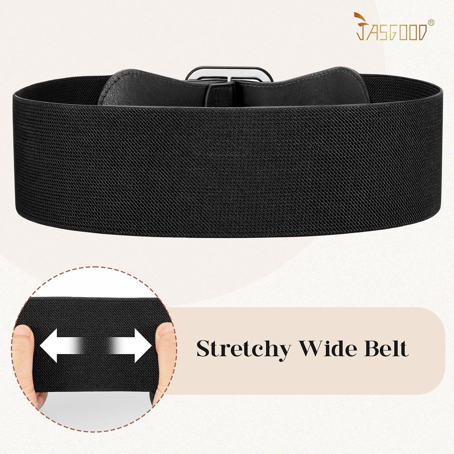 HOTJASGOOD Women Elastic Wide Belt Stretchy Vintage Waist Belt for Dress with Fashion Square Buckle