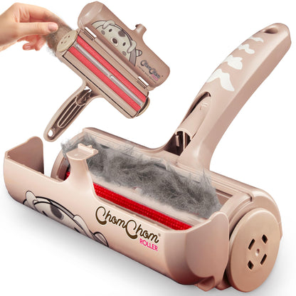 HOTChomChom Roller Pet Hair Remover – Original Size Reusable Lint Roller for Cat & Dog Hair on Furniture, Couch, Carpet, Car, Rugs & Bedding – Portable, Eco-Friendly (White)