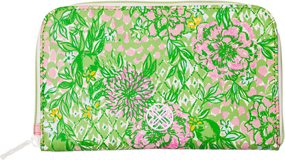 HOTLilly Pulitzer Leatherette Travel Wallet for Women, Passport Holder with ID Window, Card Slots and Interior Pockets, Lime Feeling Good