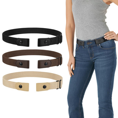 HOTWERFORU 3 Pack 4 Pack No Buckle Invisible Stretch Belt Buckle-Free Elastic Belt for Women and Men