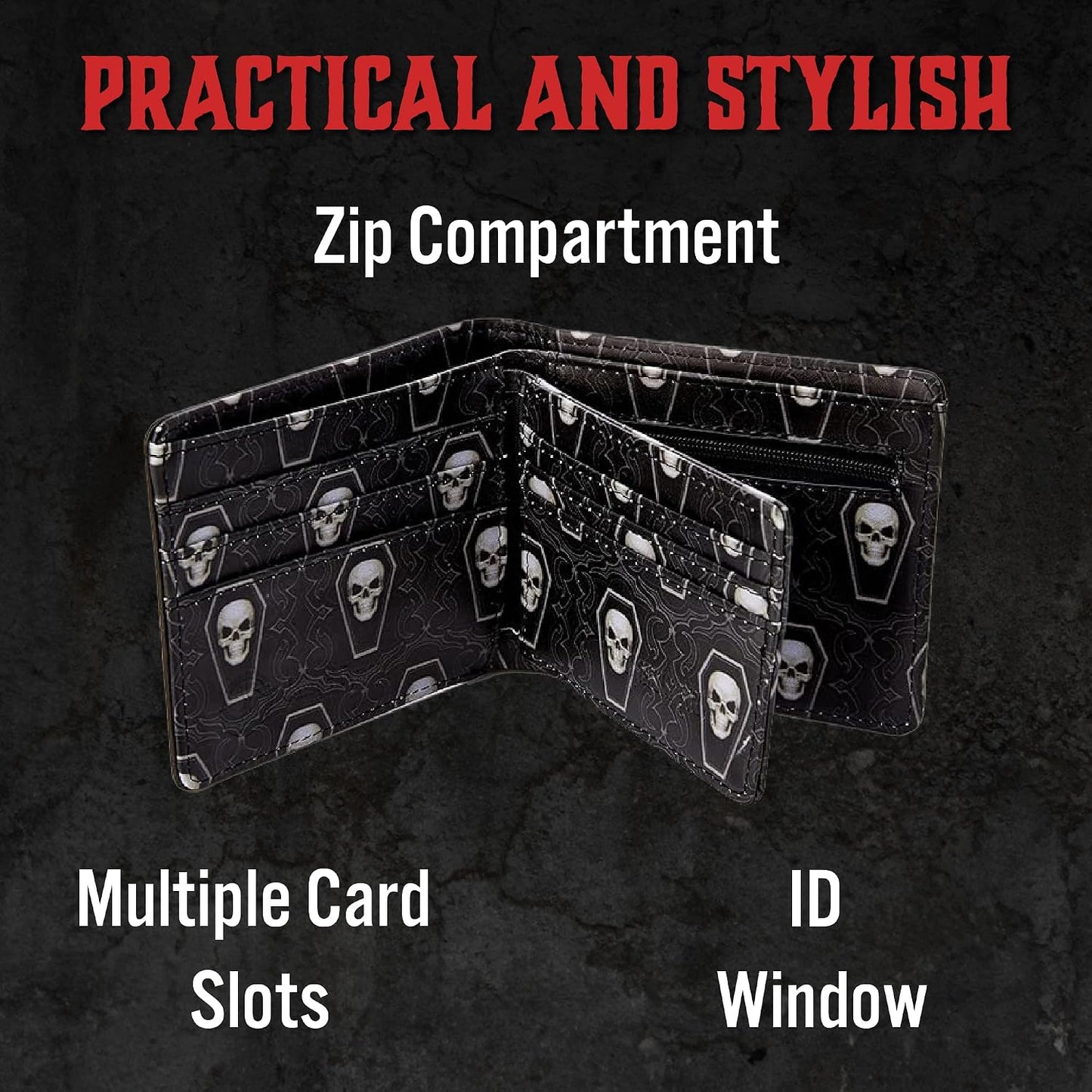 HOTNemesis Now James Ryman You're Next Grim Reaper Wallet, Gothic Skeleton Design, Hand-Painted Alternative Wallet for Gothic Fantasy Fans