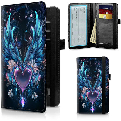 HOTFUYOCWE Leather Checkbook Covers for Men Women Check book Holder Cover Wallets for Personal Checkbook Duplicate Checks with RFID Blocking & Elastic Strap-Beautiful Black Horse