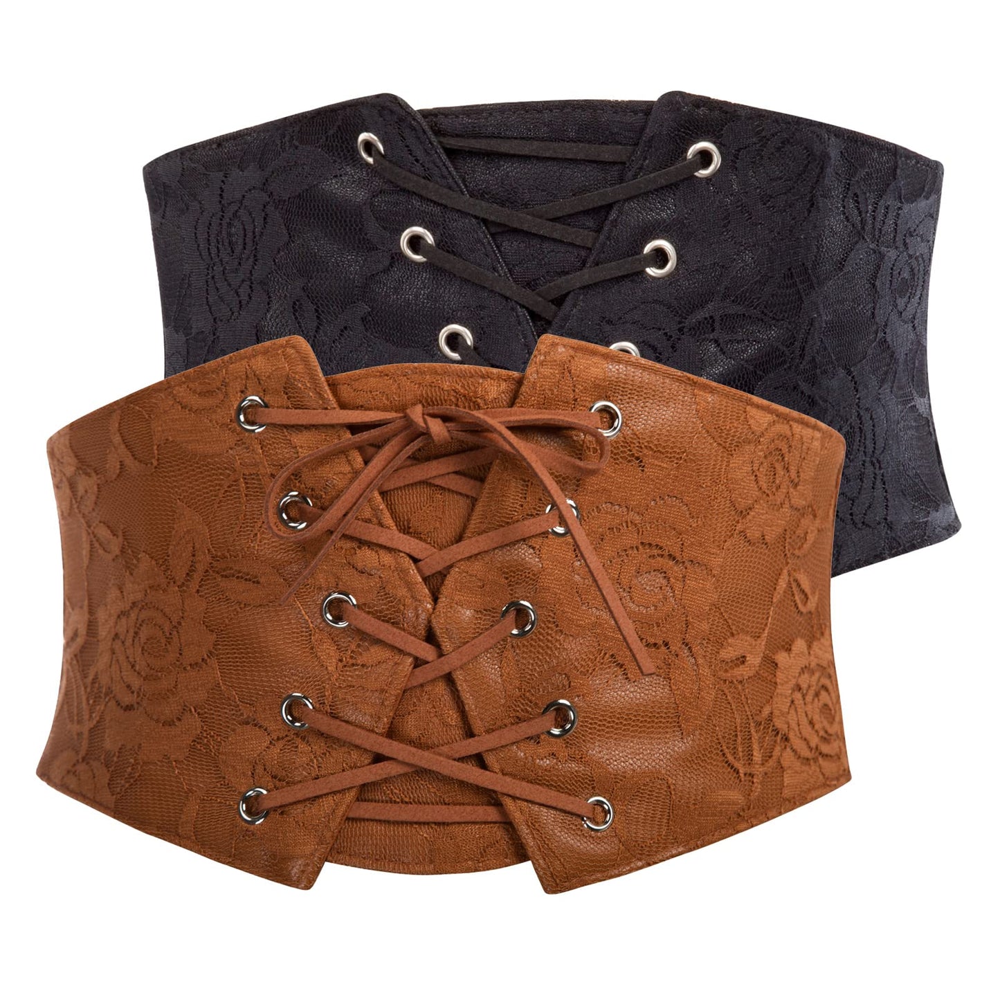 HOTGRACE KARIN Women's Elastic Wide Waist Belt Renaissance Pirate Corset Cinch Belt Cosplay Costume with Press Button