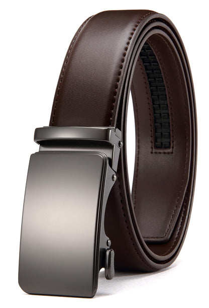 HOTCHAOREN Mens Belt - Mens Ratchet Belt Leather 1 3/8" for Dress Pant - Micro Adjustable Belt Fit Everywhere