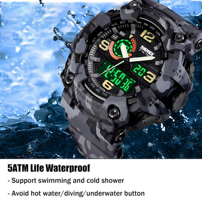 HOTGosasa Men's Large Face Outdoor Sports Watches Military S-Shock Watch Waterproof, Backlight, Alarm, Stopwatch Features - Rugged Wristwatch for Training, Hiking, and Adventure