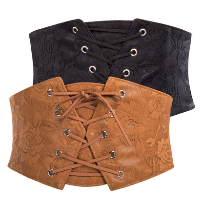 HOTGRACE KARIN Women's Elastic Wide Waist Belt Renaissance Pirate Corset Cinch Belt Cosplay Costume with Press Button