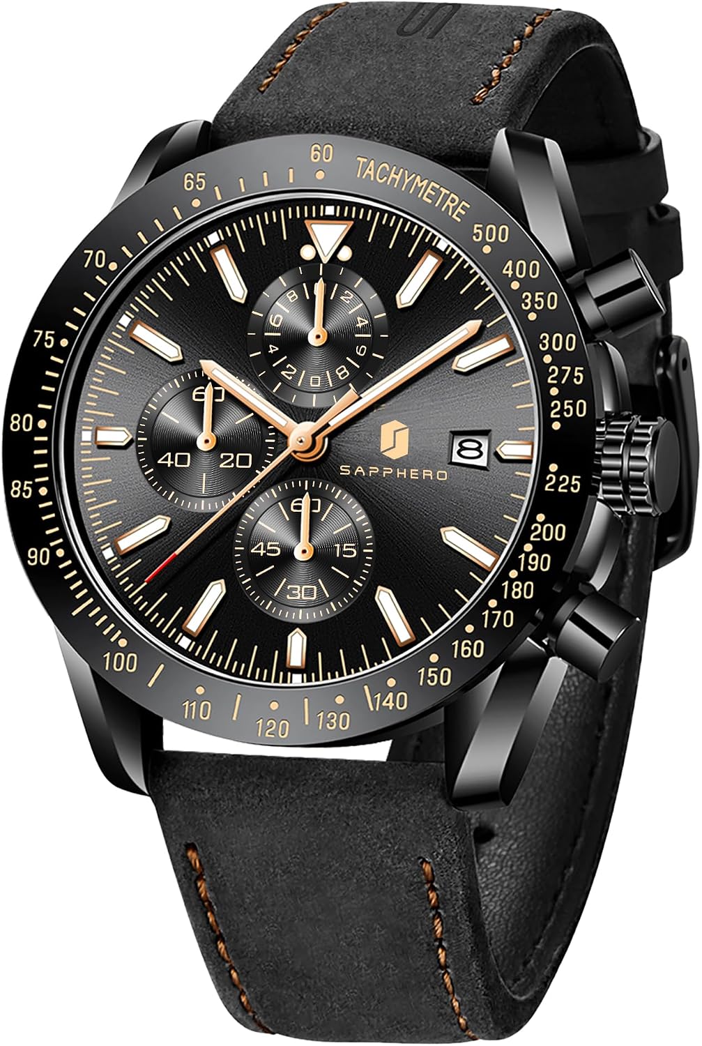 HOTBENYAR Watch for Men Analog Quartz Chronograph Waterproof Luminous Designer Mens Wrist Watches Business Work Sport Casual Dress Watch with Silicone Strap Elegant Gifts for Men