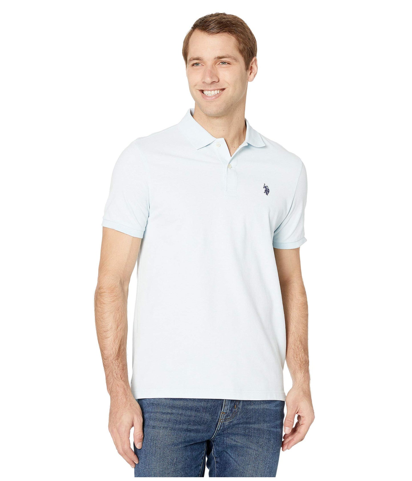 HOTU.S. Polo Assn. Men's Classic Polo Shirt, Two-Button Closure Pique Polo Shirt, Summer Fashion Golf Shirt | Two-Button Closure Pique Polo Shirt, Summer Fashion Golf Shirt