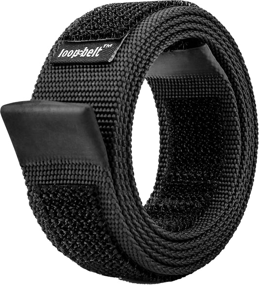 HOTLoopbelt Black No-Scratch Web Belt with Rubber Coated Tips and Advanced Hook & Loop Fasteners