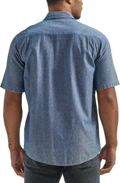 HOTWrangler Authentics Men's Short Sleeve Classic Woven Shirt