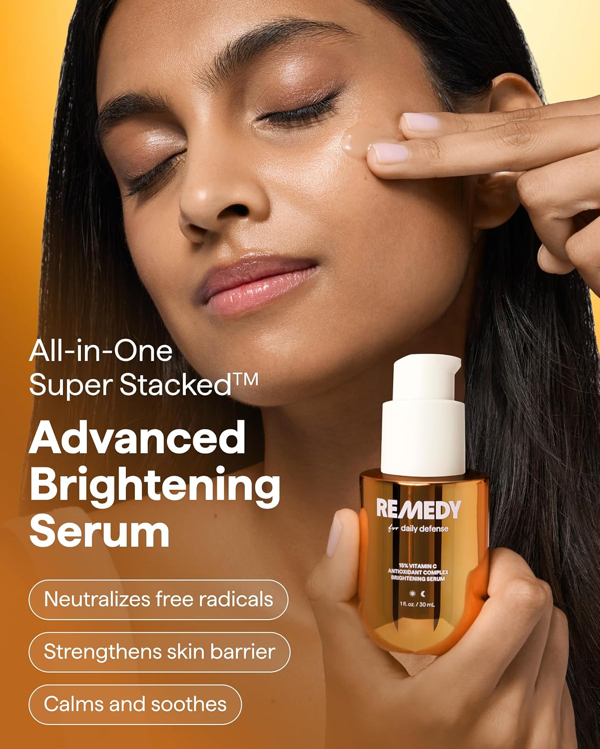 HOTRemedy for Daily Defense | 15% Vitamin C Complex Brightening Serum | Stabilized Vitamin C with Next-Gen Antioxidants, Ferulic Acid, Ectoin | Fragrance Free | By Dermatologist Dr. Shah | 1 Fl Oz
