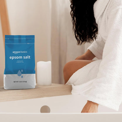 HOTAmazon Basics Epsom Salt Soak, Fragrance Free, Magnesium Sulfate USP for Relaxation and Soothing Foot Soaking, 3 Pound Resealable Bags, 6-Pack