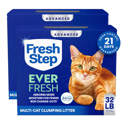 HOTFresh Step Advanced Ever Fresh Multi Cat Clumping Litter with Febreze Freshness, Ammonia Block Technology, Ultra Absorbent, 16 lb. Box, Pack of 2