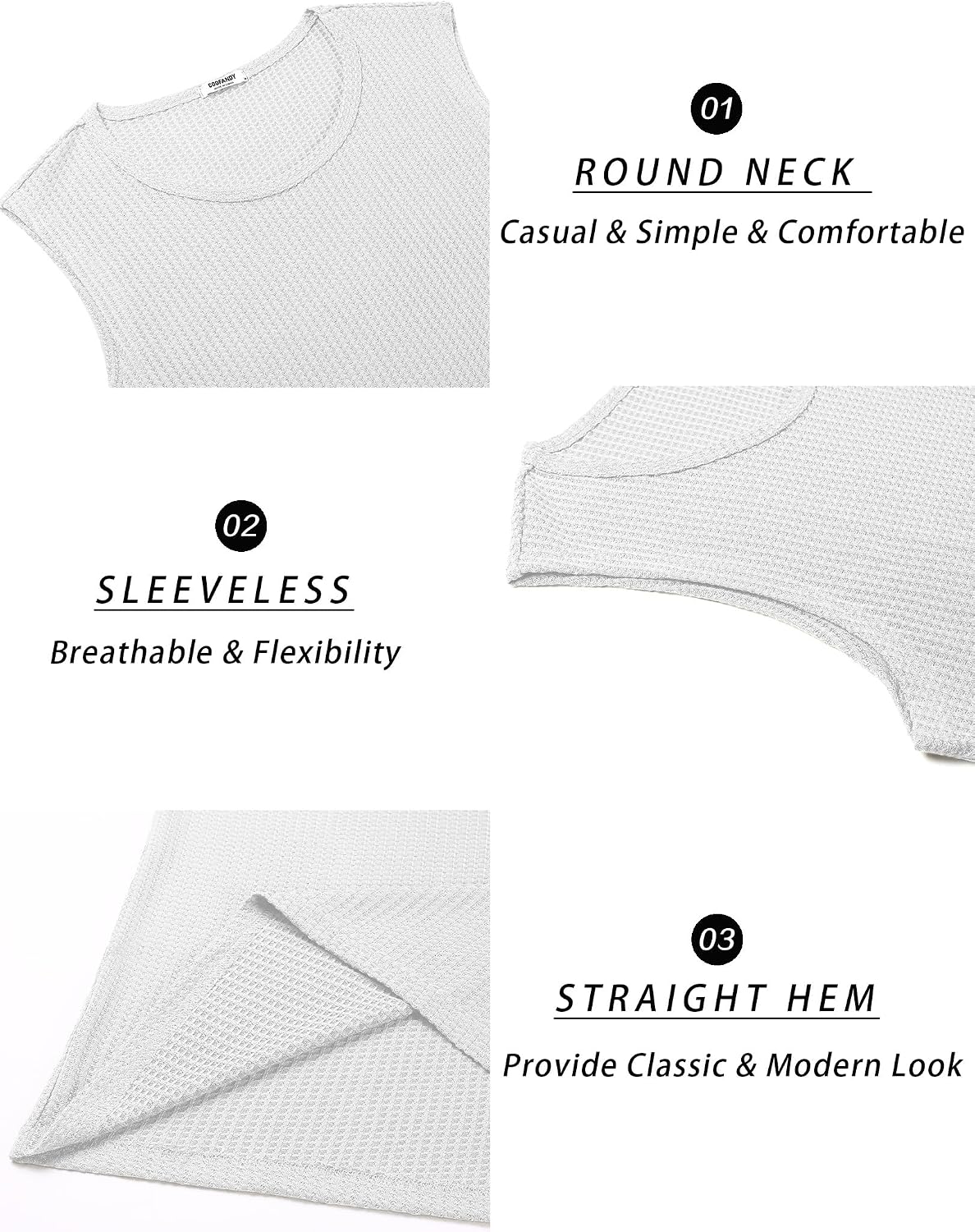 HOTCOOFANDY Mens Casual Tank Tops 2 Pack Waffle Knit Sleeveless Shirt Breathable Tank Shirts Summer Muscle Tee