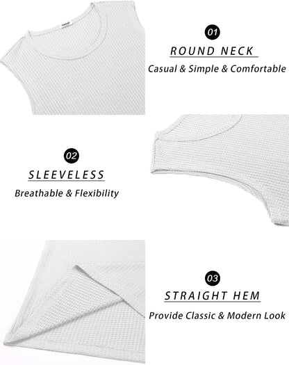 HOTCOOFANDY Mens Casual Tank Tops 2 Pack Waffle Knit Sleeveless Shirt Breathable Tank Shirts Summer Muscle Tee