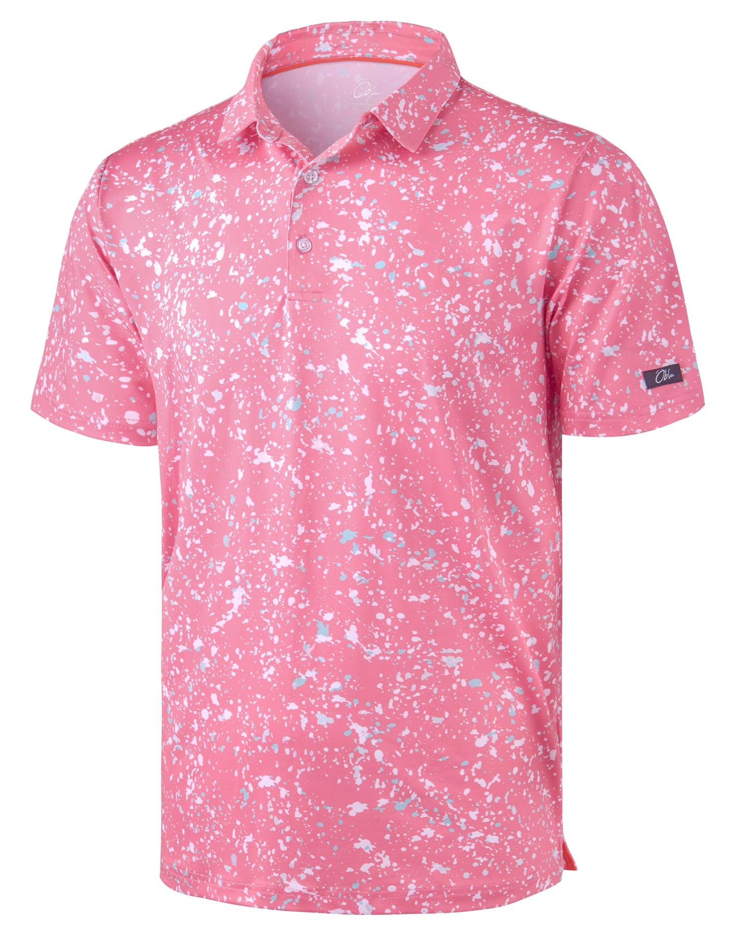 HOTObla Mens Golf Polo Shirts Short Sleeve Dry Fit Performance Moisture Wicking Casual Print Collared Golf Shirts for Men