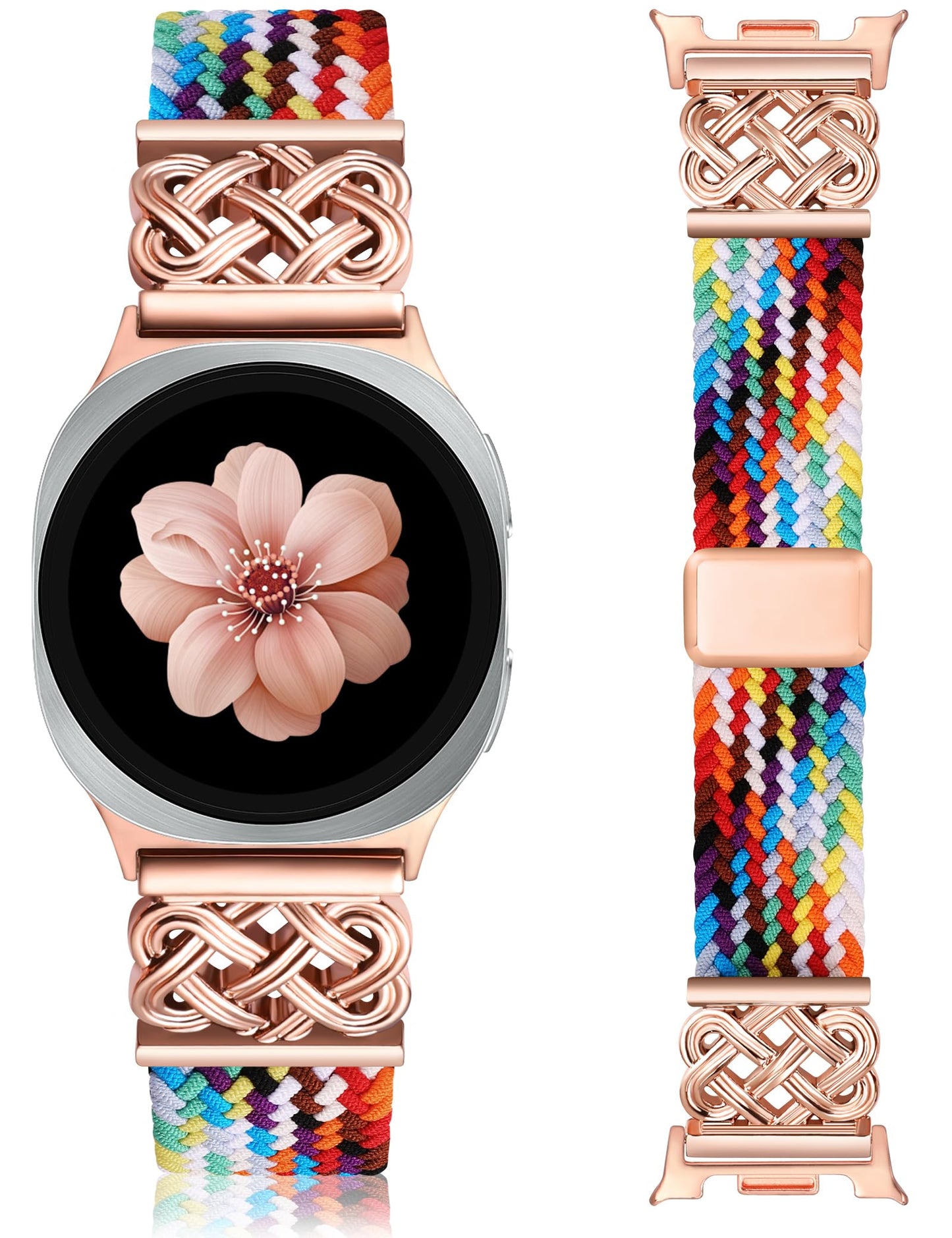 HOTBraided Magnetic Band Compatible with Samsung Galaxy Watch 8 40mm 44mm/8 Classic 46mm Women Men, Celtic Metal Stretchy Elastic Dressy Nylon Bracelet Strap, No for Galaxy Ultra/7/6/5/4/3/2/1