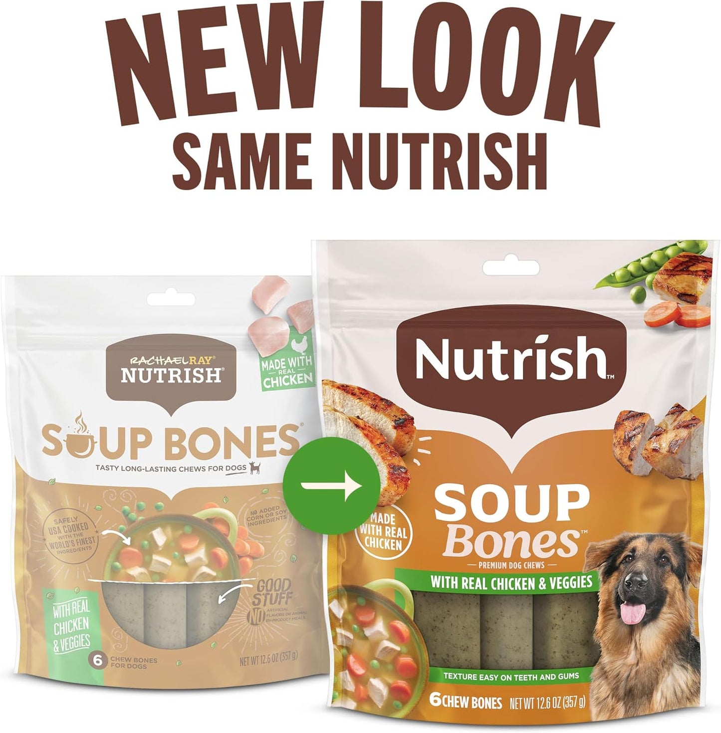 HOTNutrish Soup Bones Chicken Dog Chews, 23.1 oz. Bag, 11 Treats (Rachael Ray)