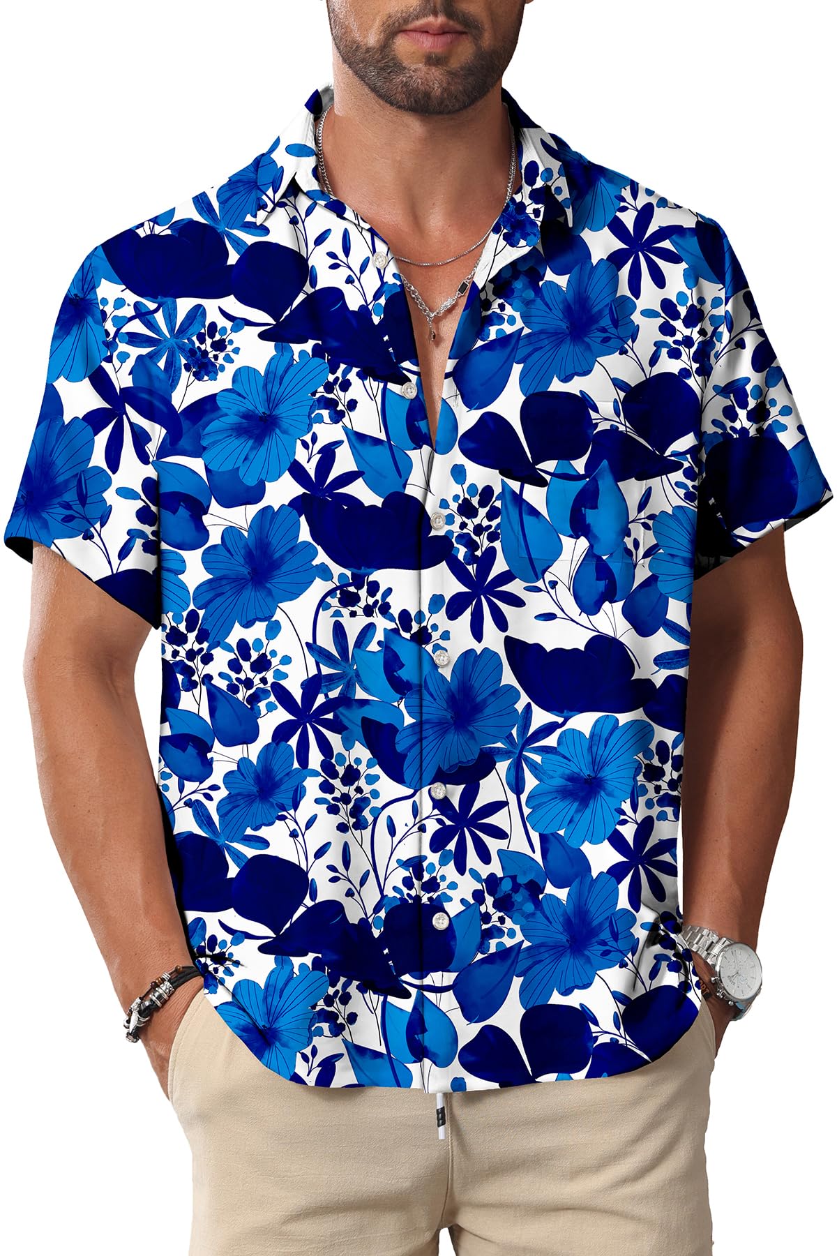 HOTKYKU Hawaiian Shirt for Men: Beach Vacation Summer Short Sleeve Button Down Mens Shirts Casual Stylish