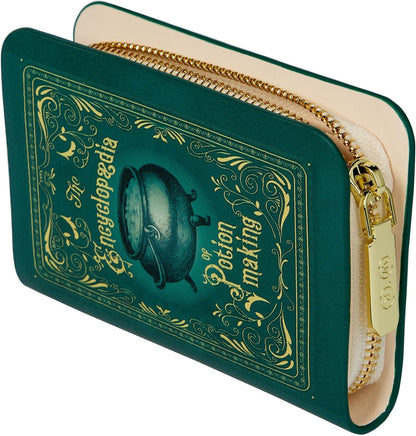 HOTWell Read Company Unisex Faux Leather Wallet Purse, The Encyclopedia of Potion Making, Dark Green, Lightweight, Zip-Around Closure