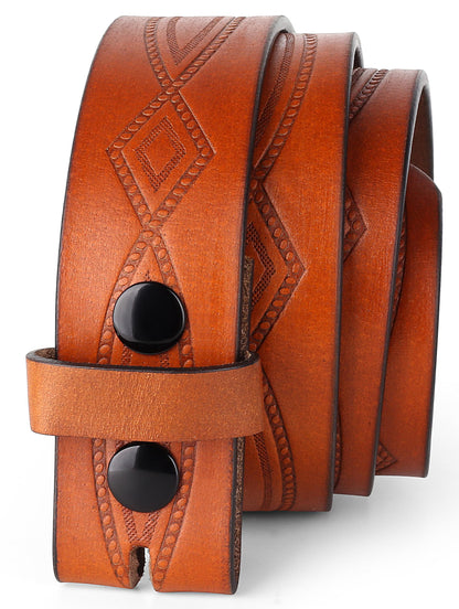 HOTF&L CLASSIC Western Belt without buckle for men – Full Grain Leather Cowboy Belts for jeans - One Piece Leather strap belt