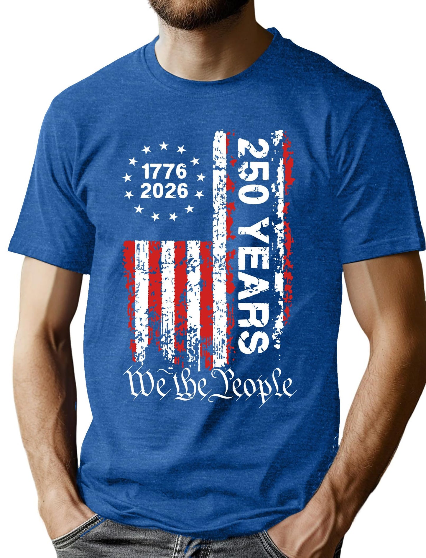 HOT250th Anniversary USA Shirts for Men American Flag T-Shirt 4th of July Shirt 250 Years Birthday Patriotic Tops