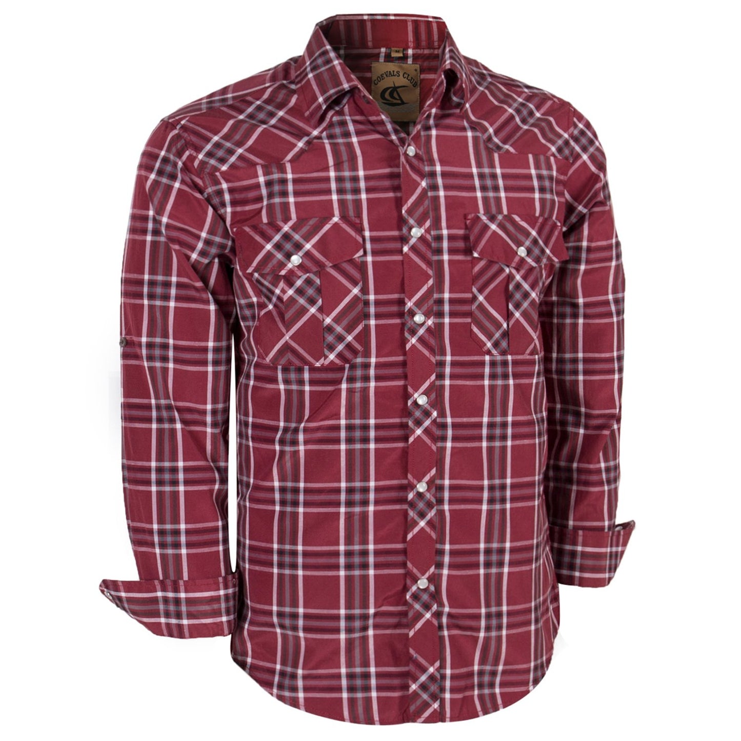 HOTCOEVALS CLUB Men's Western Pearl Snap Button Up Casual Cowboy Long Sleeve Two Pockets Work Shirts
