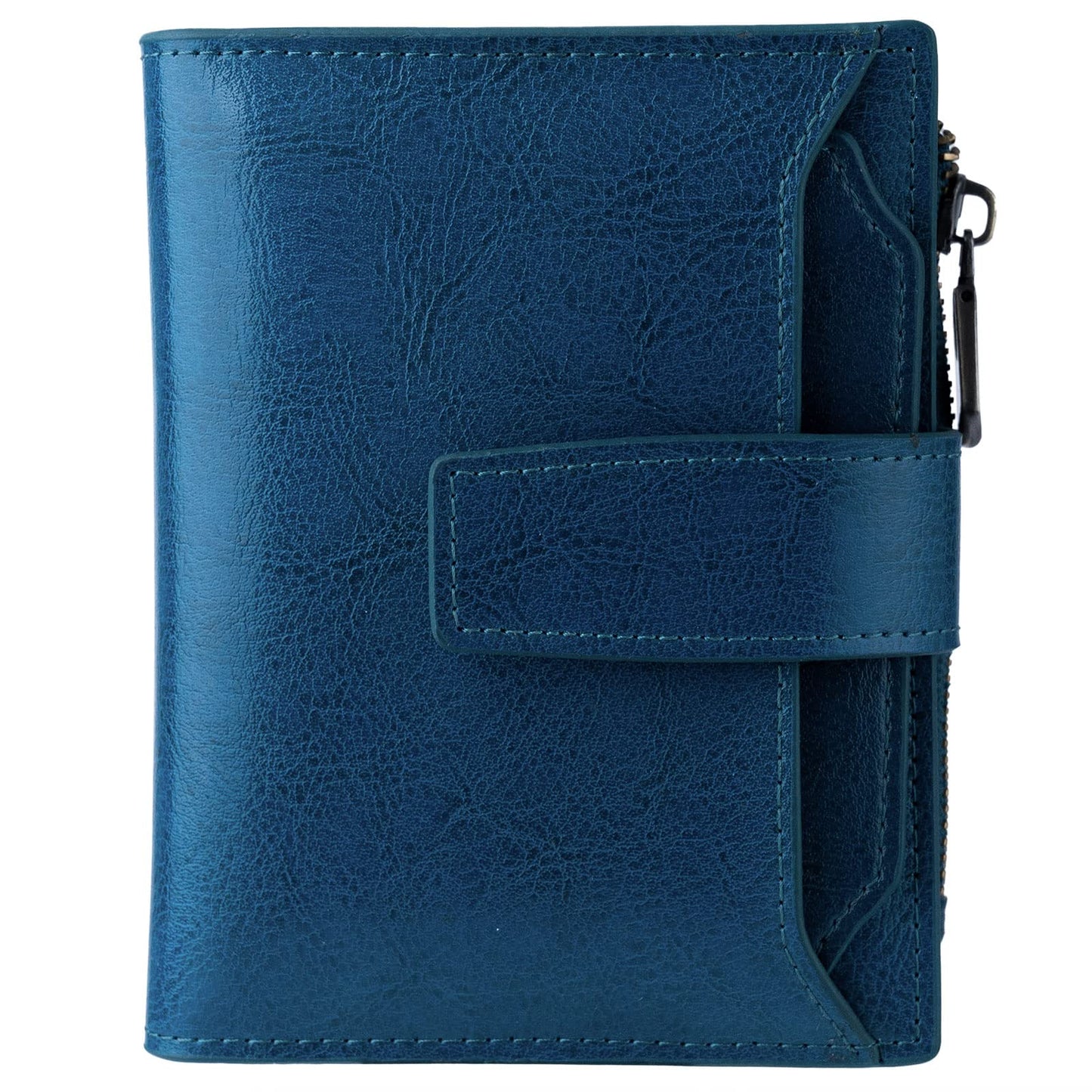 HOTBveyzi Small Leather Wallet for Women, RFID Bifold with ID Window | Holds 11 cards, a pull-out ID sleeve, zippered coin pocket & bill slot — fits crossbody bags and keeps everything organized