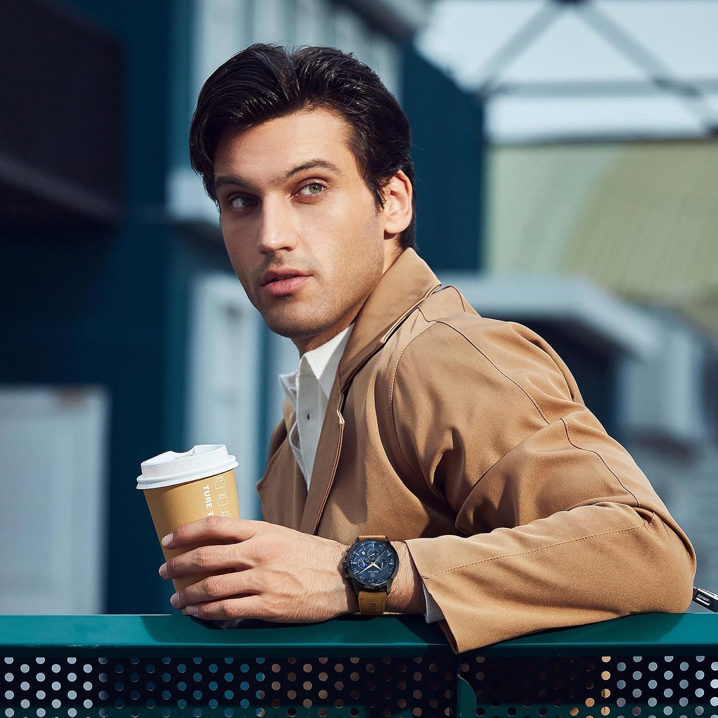 HOTBENYAR Mens Watches Analog Quartz Chronograph Waterproof Wrist Watches for Men Fashion Business Work Casual Sport Designer Dress Watch with Calendar Elegant Gifts for Men