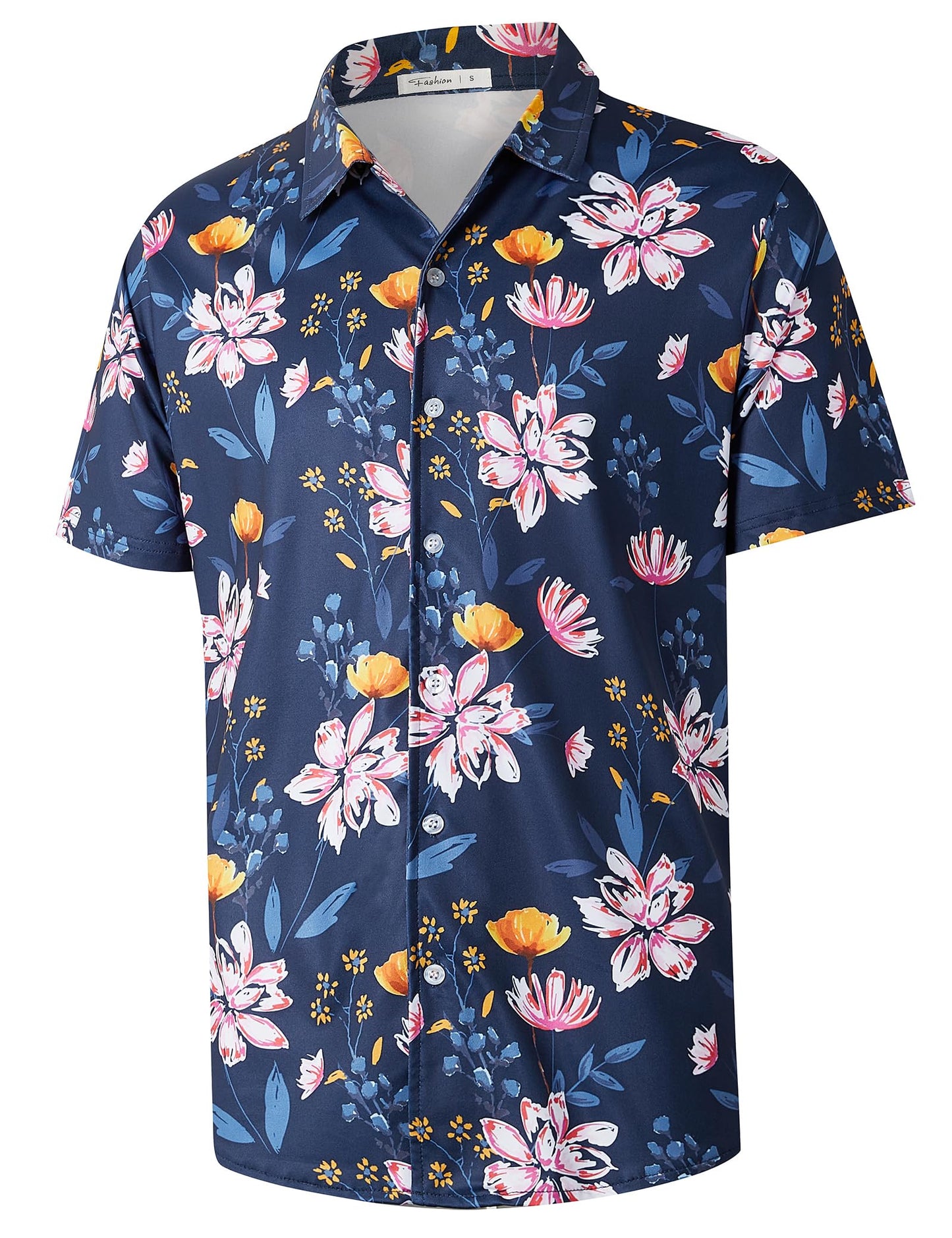 HOTELETOP Men's Hawaiian Shirt Summer Stretch Short Sleeve Tropical Beach Button Down Casual Shirt