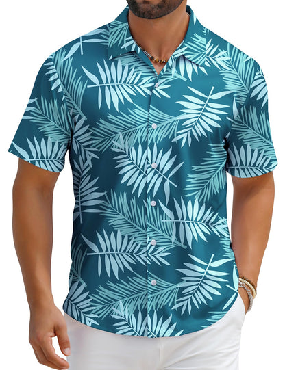 HOTELETOP Men's Hawaiian Shirt Summer Stretch Short Sleeve Tropical Beach Button Down Casual Shirt