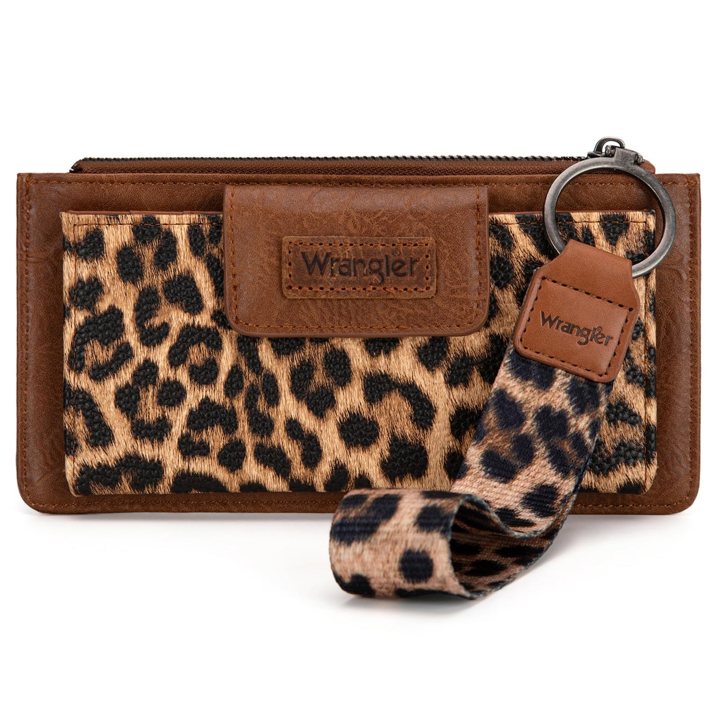 HOTMontana West X Wrangler Brown Wristlet Wallet Minimalist Clutch Womens Wallet Rfid Card Cases & Money Organizers with Coin Purse and Smooth Zipper