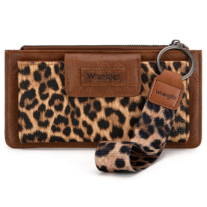HOTMontana West X Wrangler Brown Wristlet Wallet Minimalist Clutch Womens Wallet Rfid Card Cases & Money Organizers with Coin Purse and Smooth Zipper